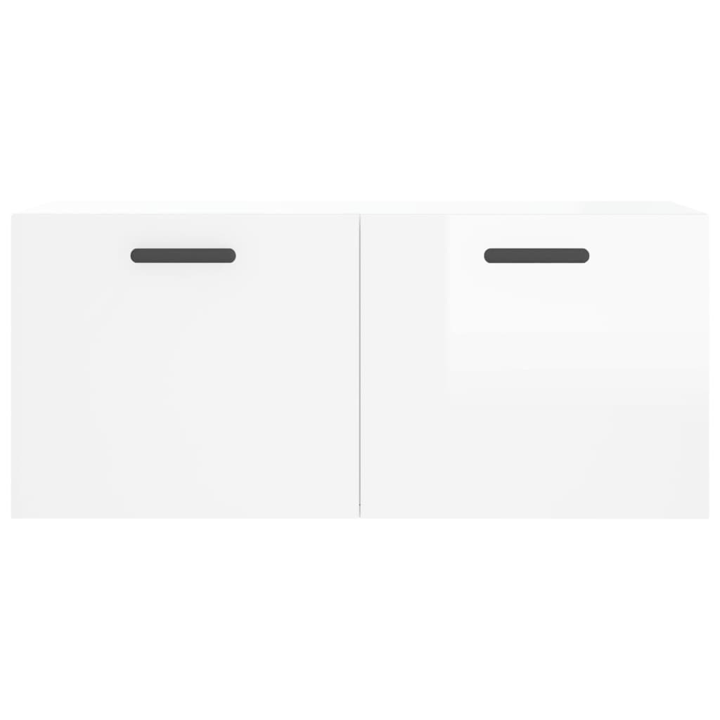 Mobile a Parete Bianco Lucido 80x36,5x35 cm Legno Multistrato - homemem39