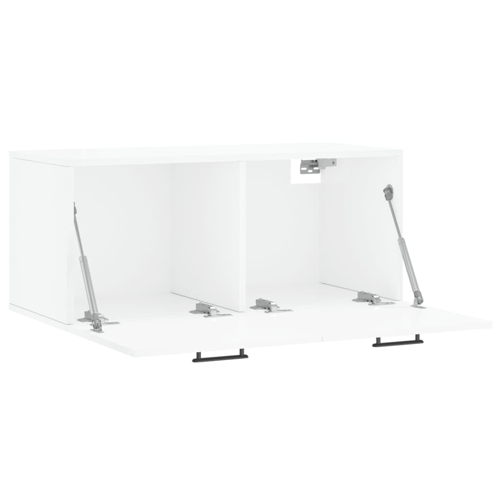 Mobile a Parete Bianco Lucido 80x36,5x35 cm Legno Multistrato - homemem39