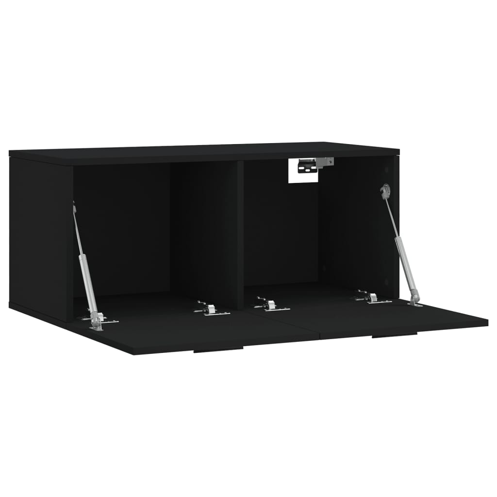 Mobile a Parete Nero 80x36,5x35 cm in Legno Multistrato - homemem39