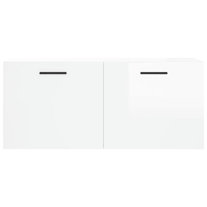 Mobile a Parete Bianco Lucido 80x36,5x35 cm Legno Multistrato - homemem39