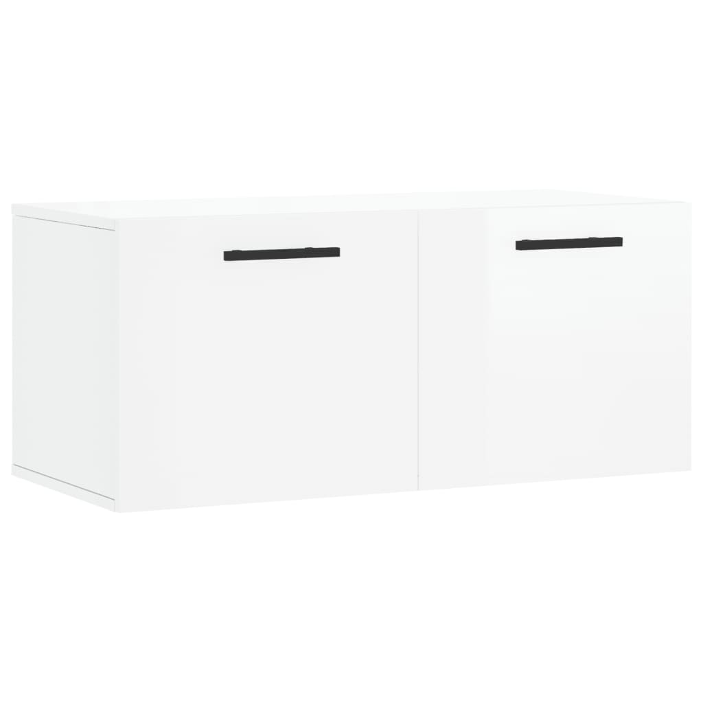 Mobile a Parete Bianco Lucido 80x36,5x35 cm Legno Multistrato - homemem39