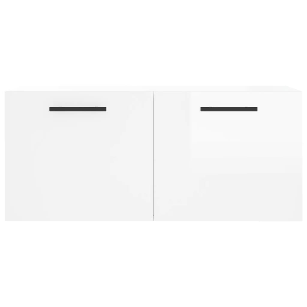 Mobile a Parete Bianco Lucido 80x36,5x35 cm Legno Multistrato - homemem39