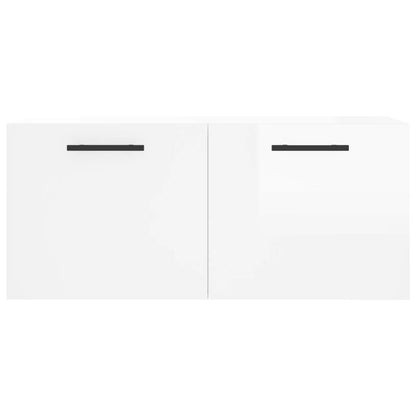 Mobile a Parete Bianco Lucido 80x36,5x35 cm Legno Multistrato - homemem39