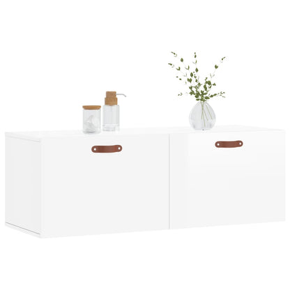 Mobile a Parete Bianco Lucido 100x36,5x35 cm Legno Multistrato - homemem39