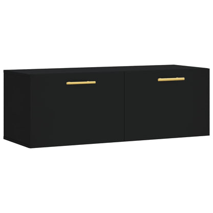 Mobile a Parete Nero 100x36,5x35 cm in Legno Multistrato - homemem39