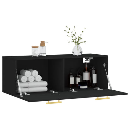 Mobile a Parete Nero 100x36,5x35 cm in Legno Multistrato - homemem39