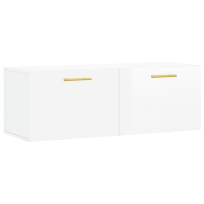 Mobile a Parete Bianco Lucido 100x36,5x35 cm Legno Multistrato - homemem39