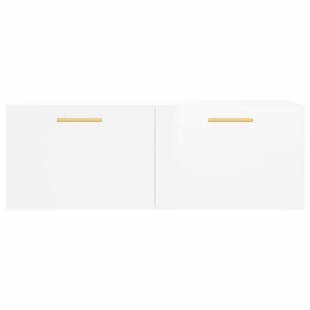 Mobile a Parete Bianco Lucido 100x36,5x35 cm Legno Multistrato - homemem39