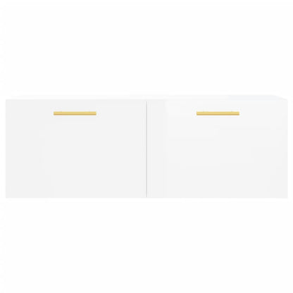 Mobile a Parete Bianco Lucido 100x36,5x35 cm Legno Multistrato - homemem39