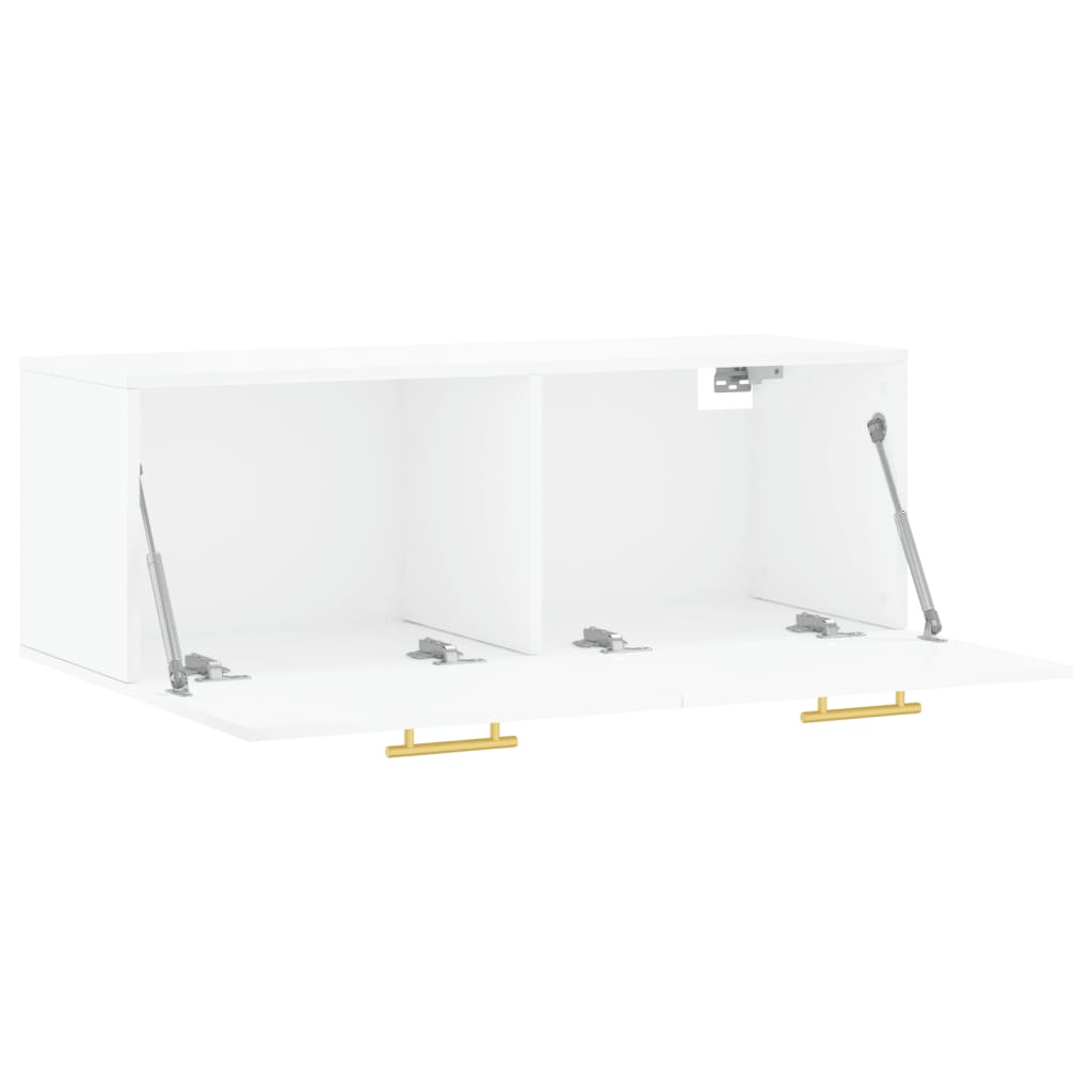 Mobile a Parete Bianco Lucido 100x36,5x35 cm Legno Multistrato - homemem39