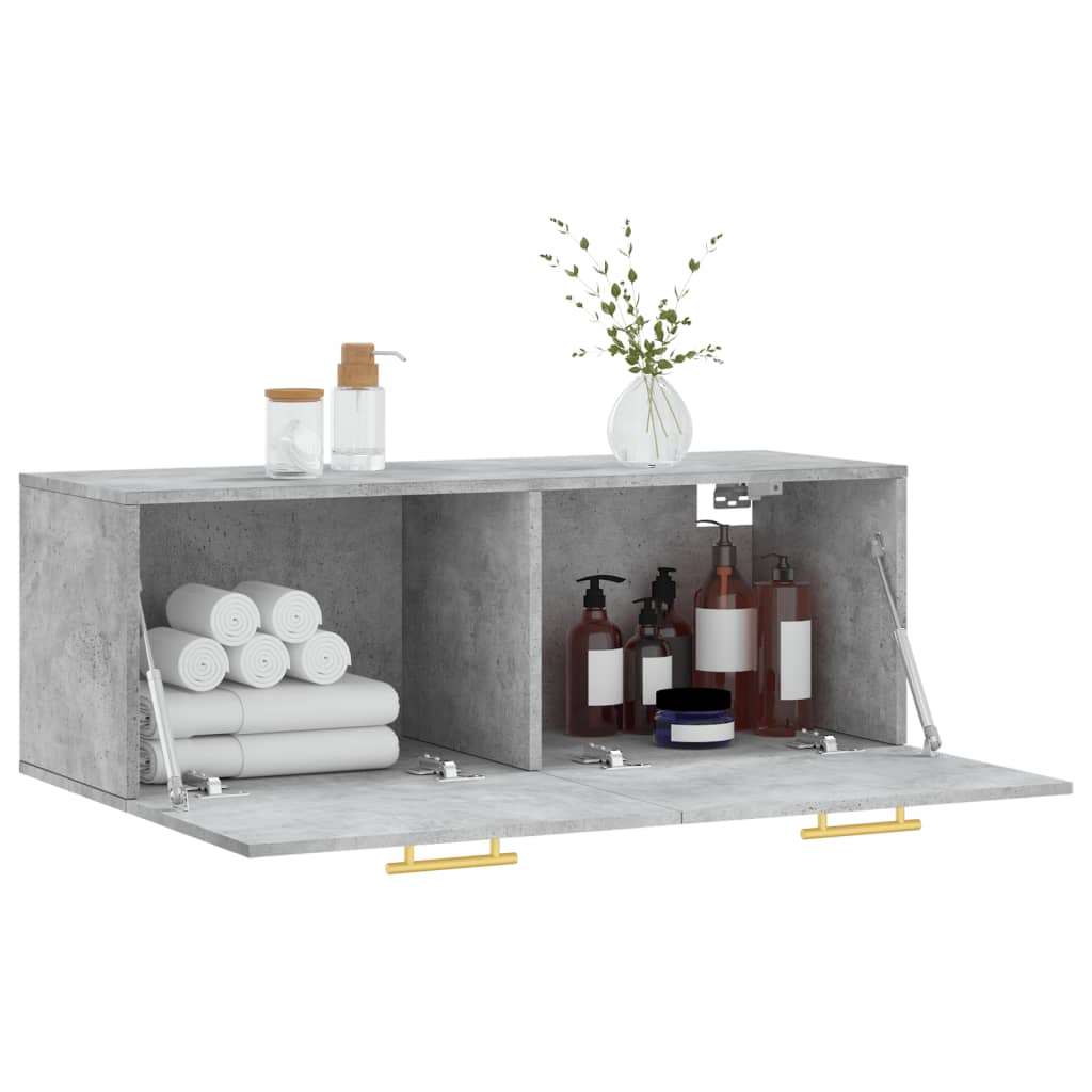 Mobile a Parete Grigio Cemento 100x36,5x35 cm Legno Multistrato - homemem39