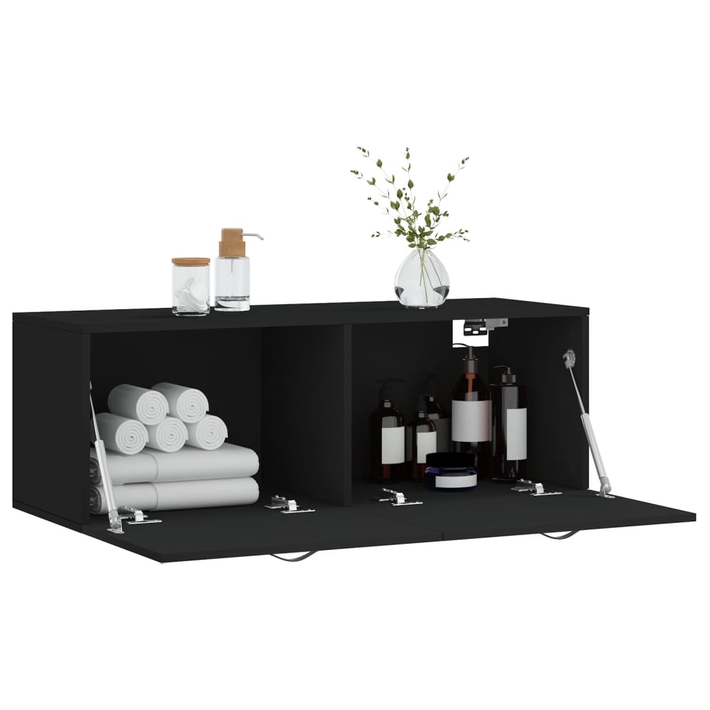 Mobile a Parete Nero 100x36,5x35 cm in Legno Multistrato - homemem39