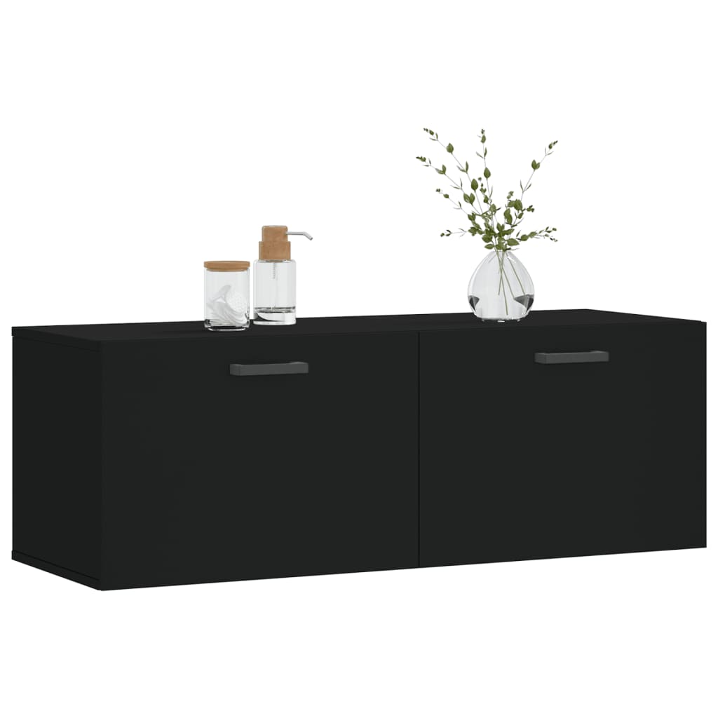 Mobile a Parete Nero 100x36,5x35 cm in Legno Multistrato - homemem39