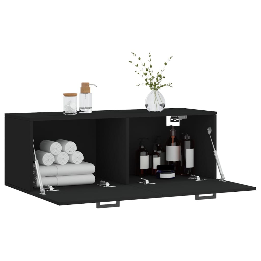 Mobile a Parete Nero 100x36,5x35 cm in Legno Multistrato - homemem39