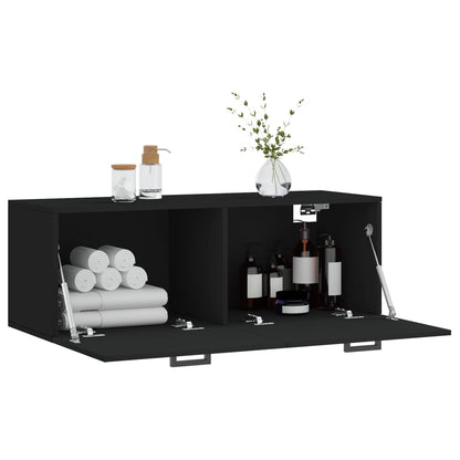 Mobile a Parete Nero 100x36,5x35 cm in Legno Multistrato - homemem39