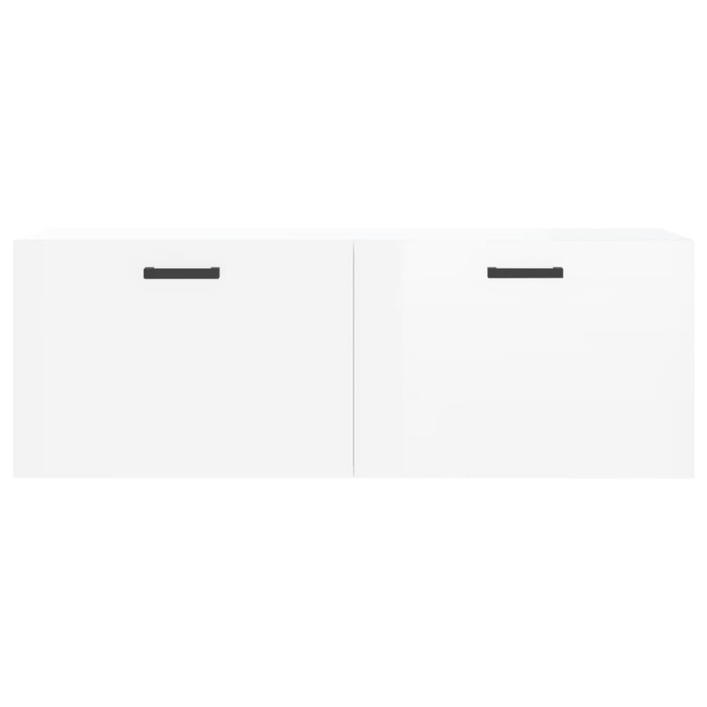 Mobile a Parete Bianco Lucido 100x36,5x35 cm Legno Multistrato - homemem39