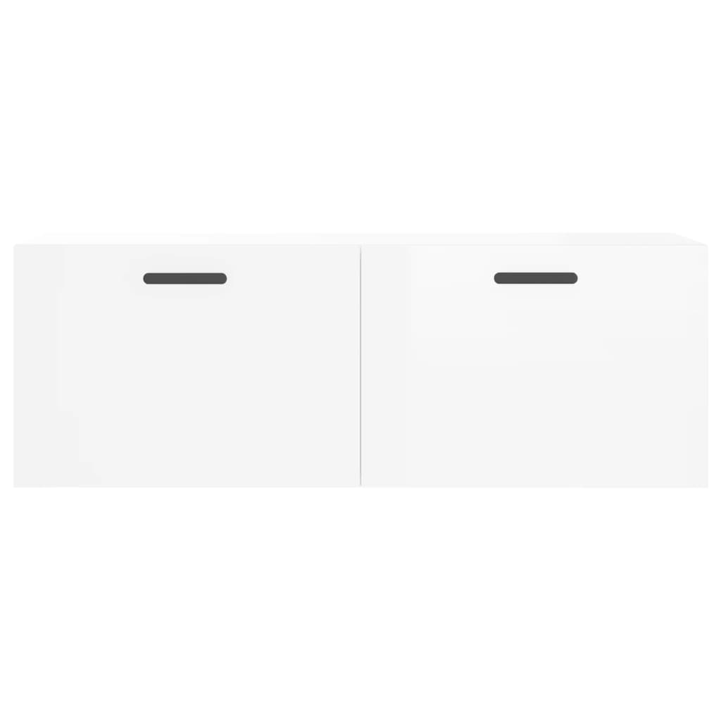 Mobile a Parete Bianco Lucido 100x36,5x35 cm Legno Multistrato - homemem39