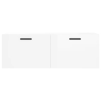 Mobile a Parete Bianco Lucido 100x36,5x35 cm Legno Multistrato - homemem39