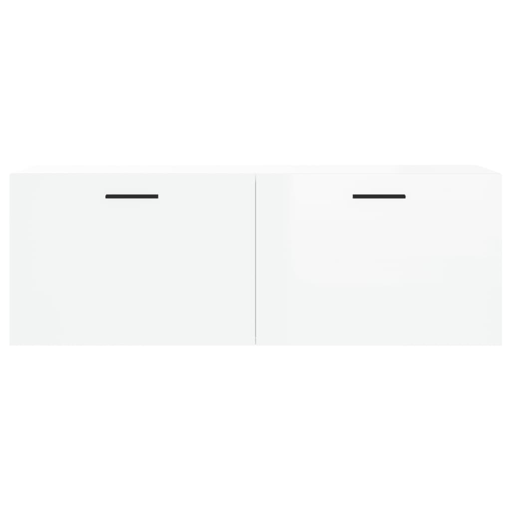 Mobile a Parete Bianco Lucido 100x36,5x35 cm Legno Multistrato - homemem39