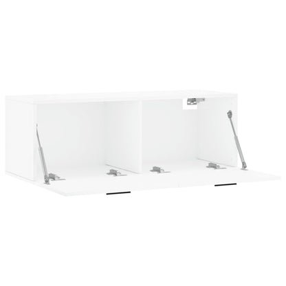 Mobile a Parete Bianco Lucido 100x36,5x35 cm Legno Multistrato - homemem39