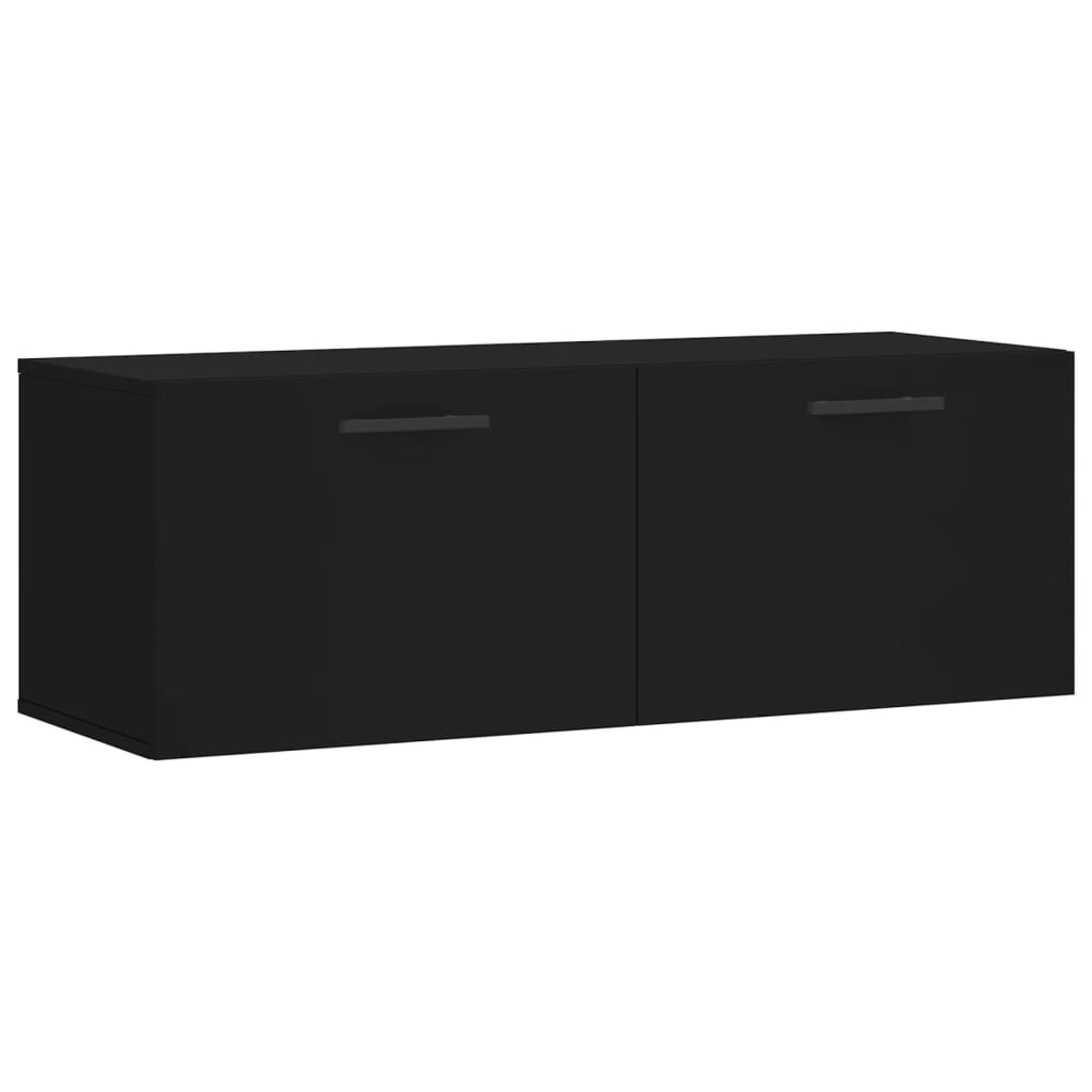 Mobile a Parete Nero 100x36,5x35 cm in Legno Multistrato - homemem39