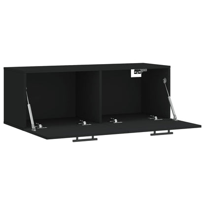 Mobile a Parete Nero 100x36,5x35 cm in Legno Multistrato - homemem39