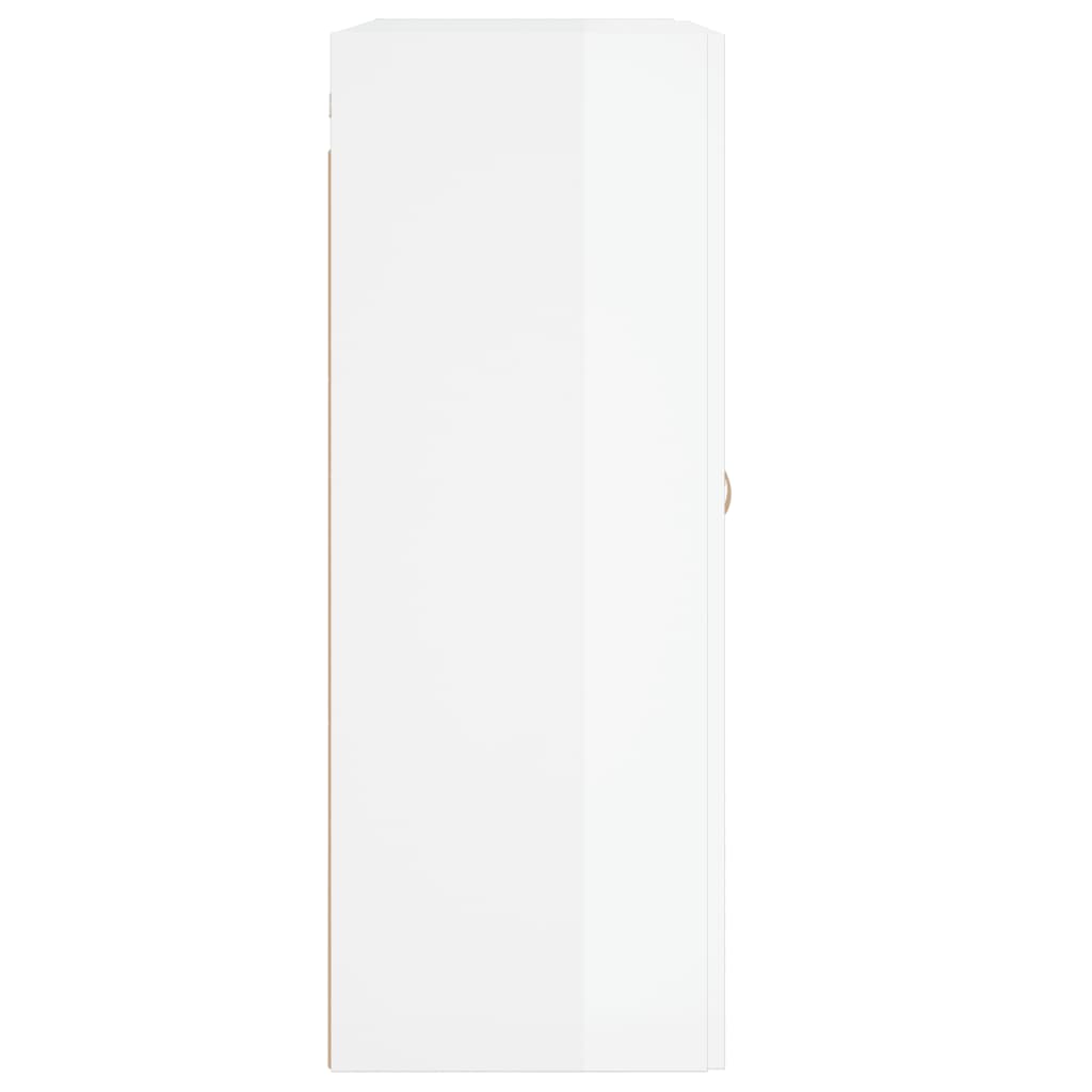 Mobile a Parete Bianco Lucido 69,5x34x90 cm Legno Multistrato - homemem39