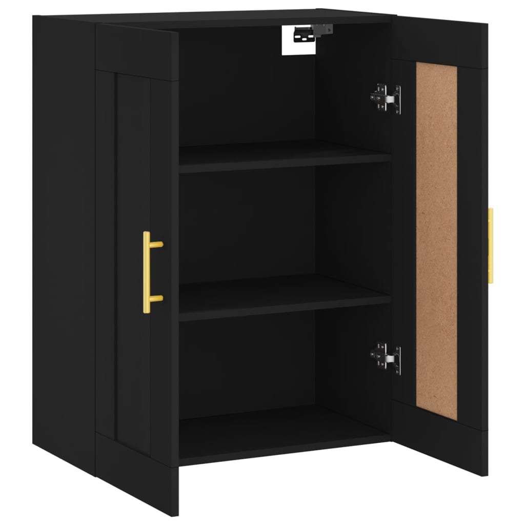 Mobile a Parete Nero 69,5x34,90 cm in Legno Multistrato - homemem39