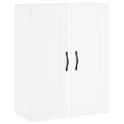 Mobile a Parete Bianco Lucido 69,5x34x90 cm Legno Multistrato - homemem39