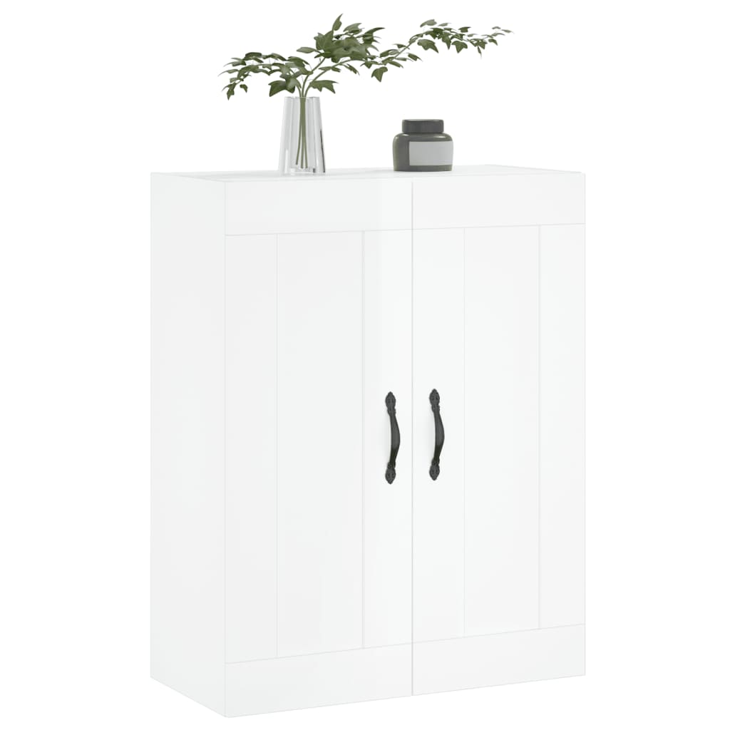 Mobile a Parete Bianco Lucido 69,5x34x90 cm Legno Multistrato - homemem39