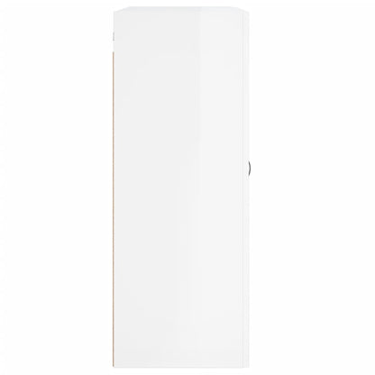 Mobile a Parete Bianco Lucido 69,5x34x90 cm Legno Multistrato - homemem39