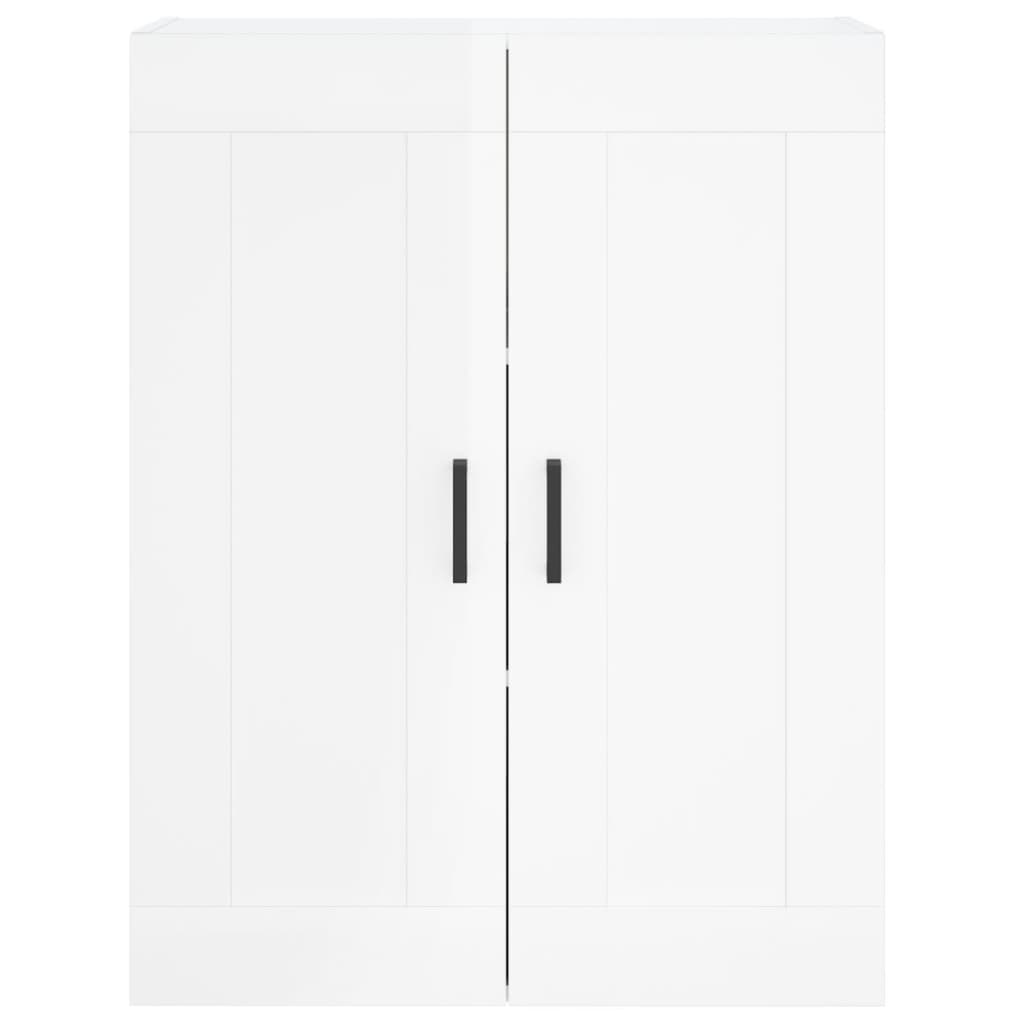 Mobile a Parete Bianco Lucido 69,5x34x90 cm Legno Multistrato - homemem39