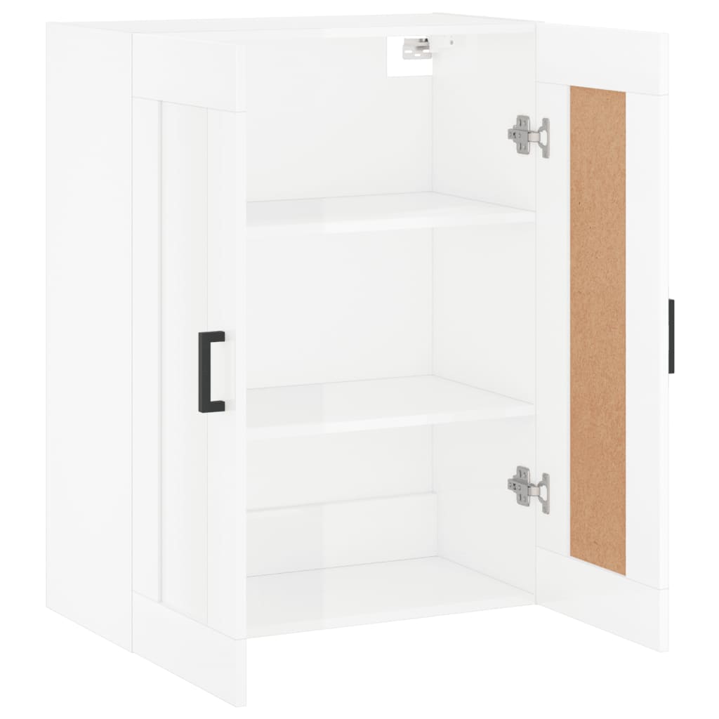 Mobile a Parete Bianco Lucido 69,5x34x90 cm Legno Multistrato - homemem39