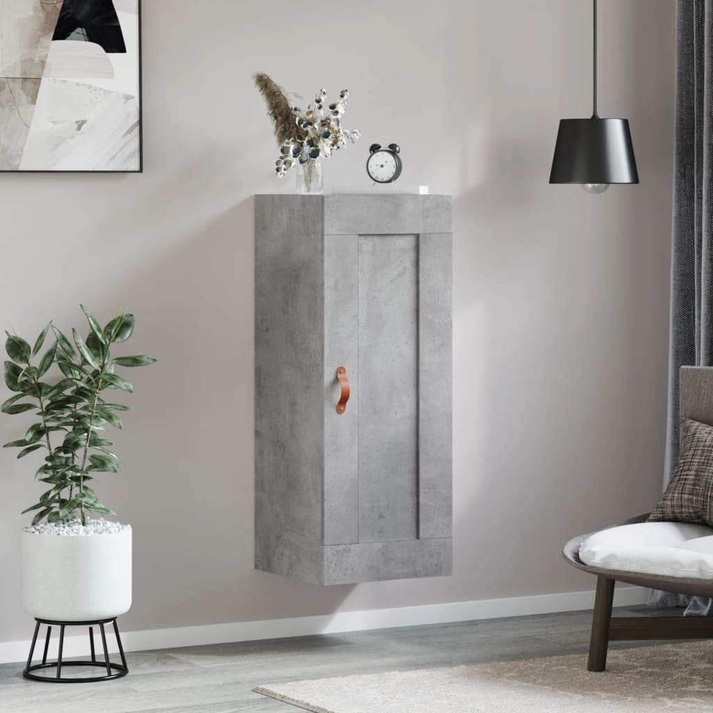 Mobile a Parete Grigio Cemento 34,5x34x90 cm Legno Multistrato - homemem39