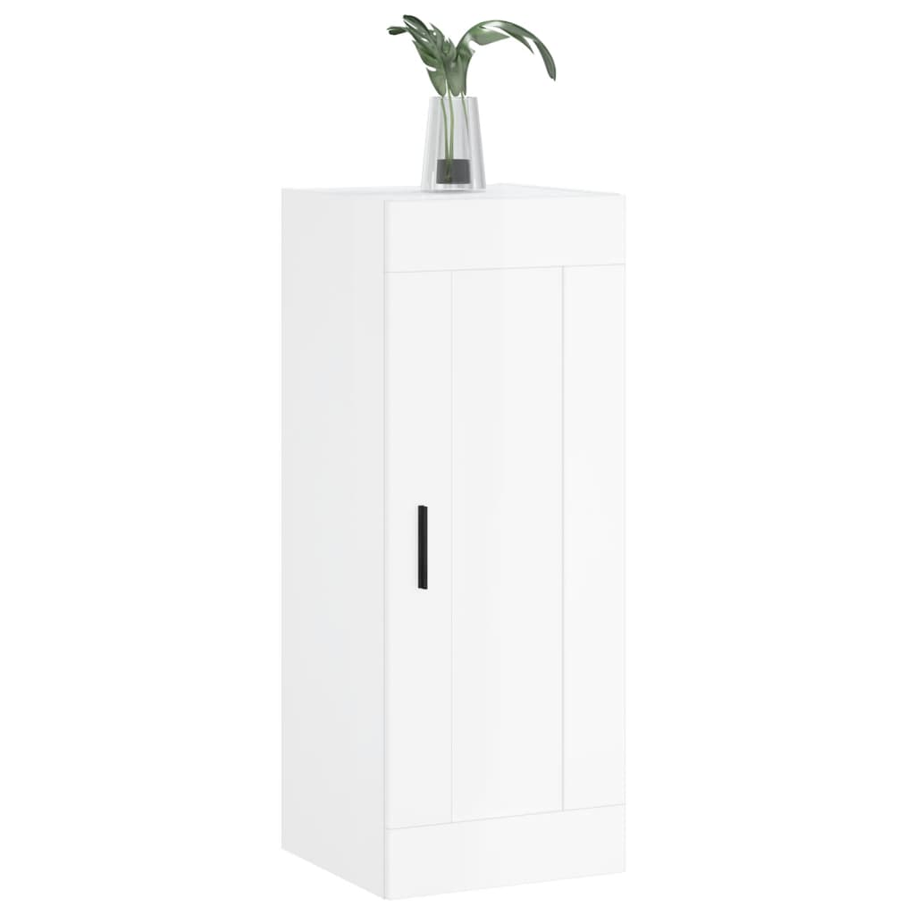 Mobile Parete Bianco Lucido 34,5x34x90 cm in Legno Multistrato - homemem39