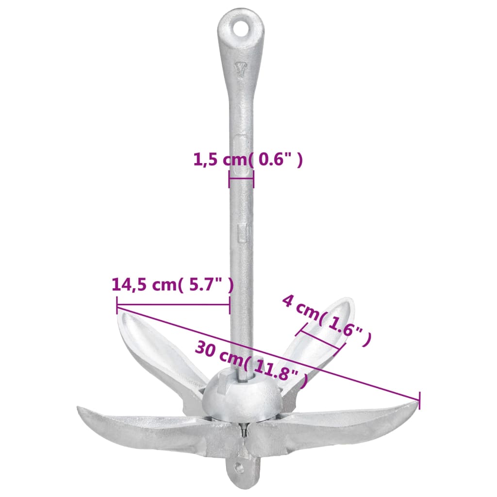 Ancora Pieghevole Argento 1,5 kg in Ferro Malleabile - homemem39