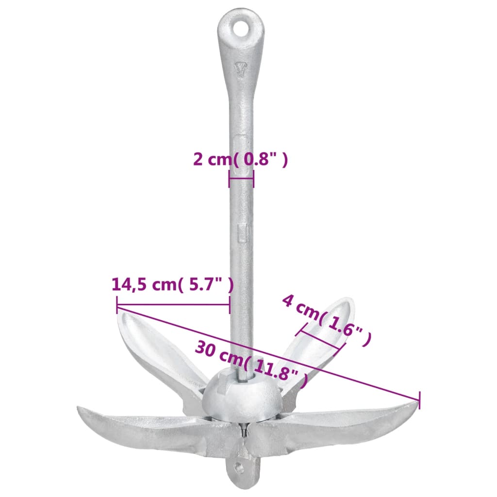 Ancora Pieghevole Argento 2,5 kg in Ferro Malleabile - homemem39