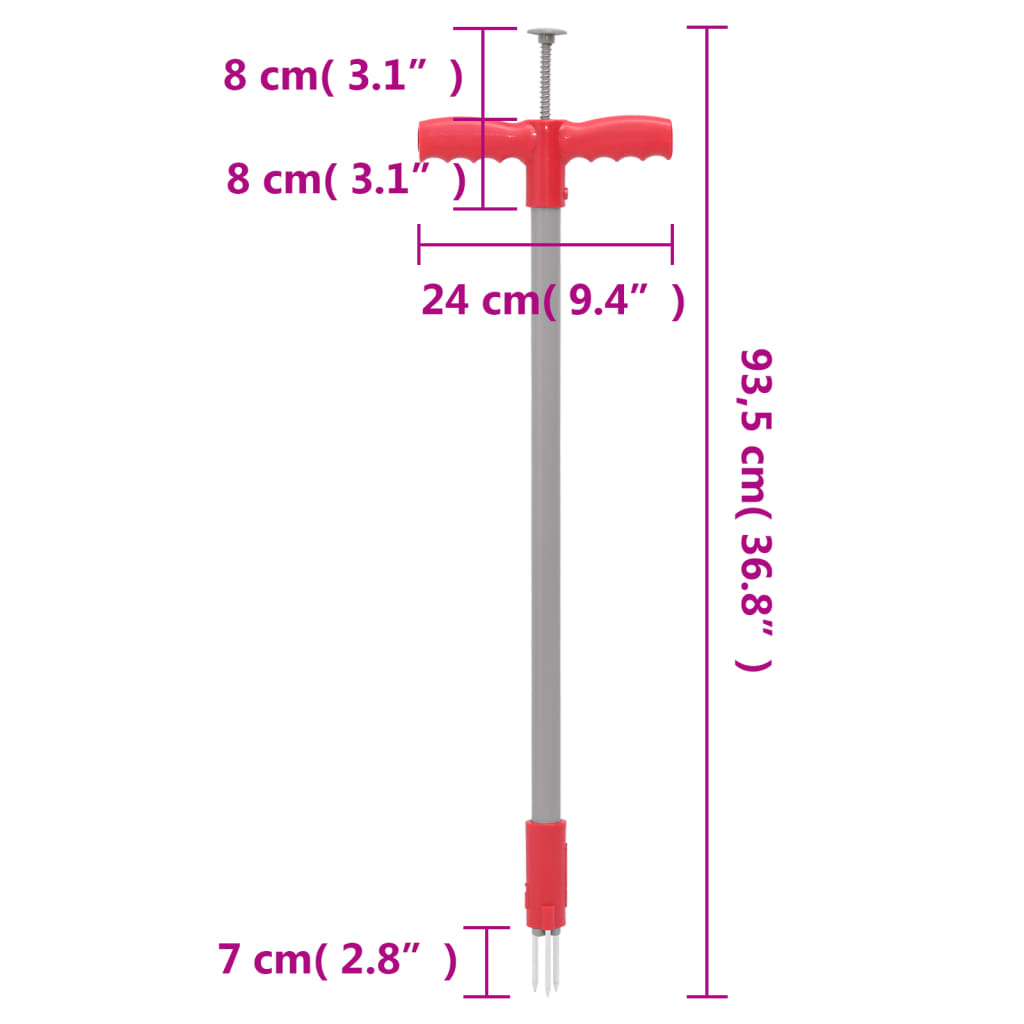 Rimuovi Erbacce Rosso Grigio 93,5 cm Acciaio Verniciato Polvere - homemem39