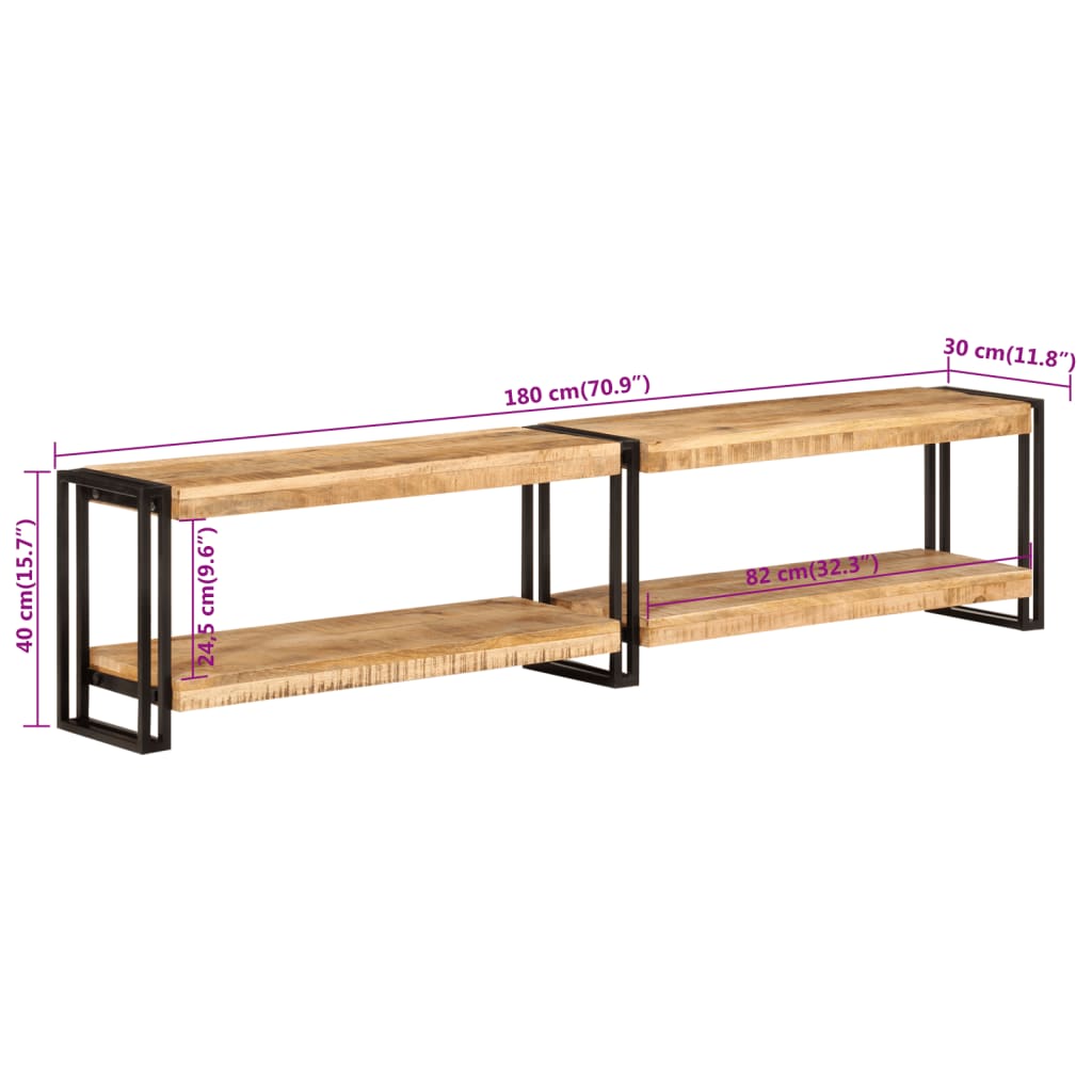 Mobile Porta TV 180x30x40 cm in Legno Massello di Mango - homemem39