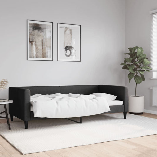 Letto da Giorno Nero 90x190 cm in Tessuto - homemem39