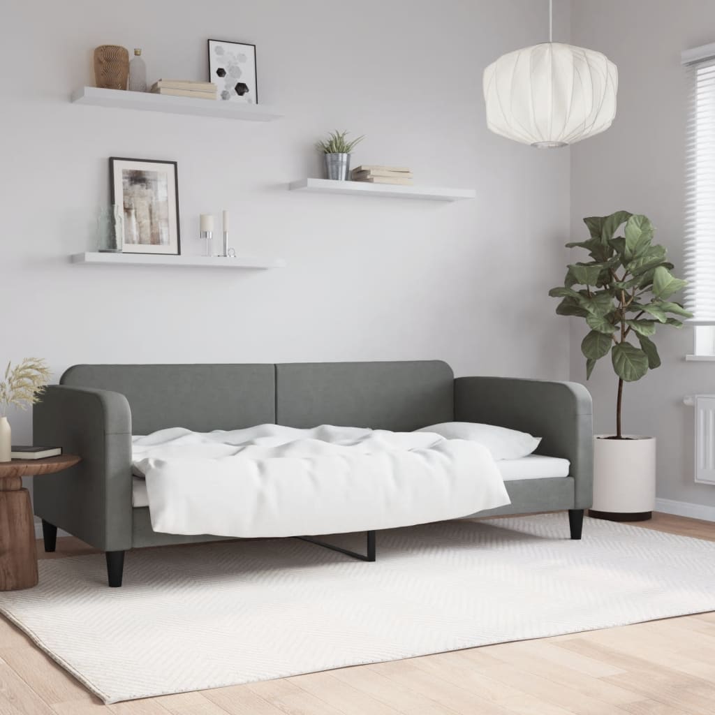 Letto da Giorno Grigio 90x200 cm in Tessuto - homemem39