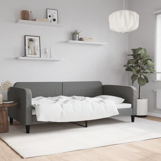 Letto da Giorno Grigio Scuro 100x200 cm in Tessuto - homemem39