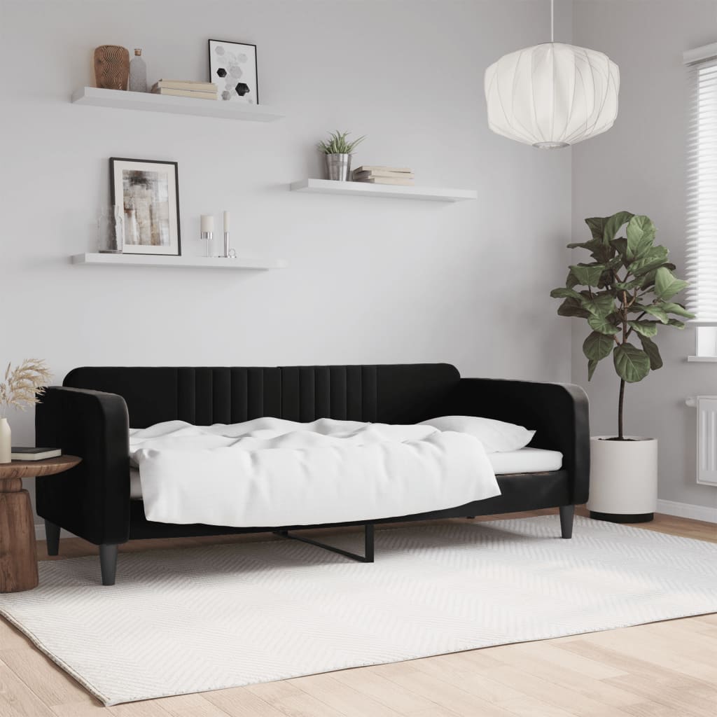 Letto da Giorno Nero 80x200 cm in Velluto - homemem39