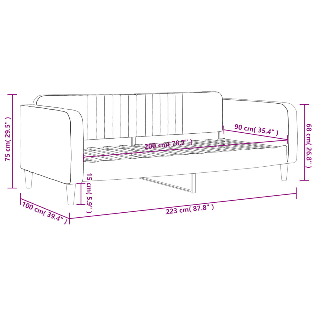 Letto da Giorno Grigio Chiaro 90x200 cm in Velluto - homemem39