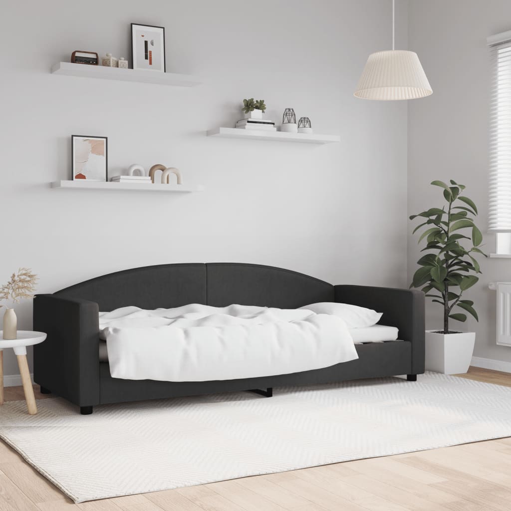 Letto da Giorno Nero 80x200 cm in Tessuto - homemem39