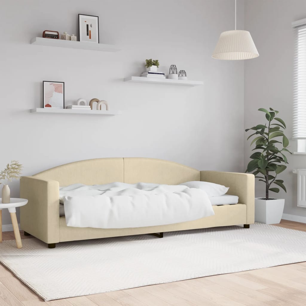 Letto da Giorno Crema 80x200 cm in Tessuto - homemem39