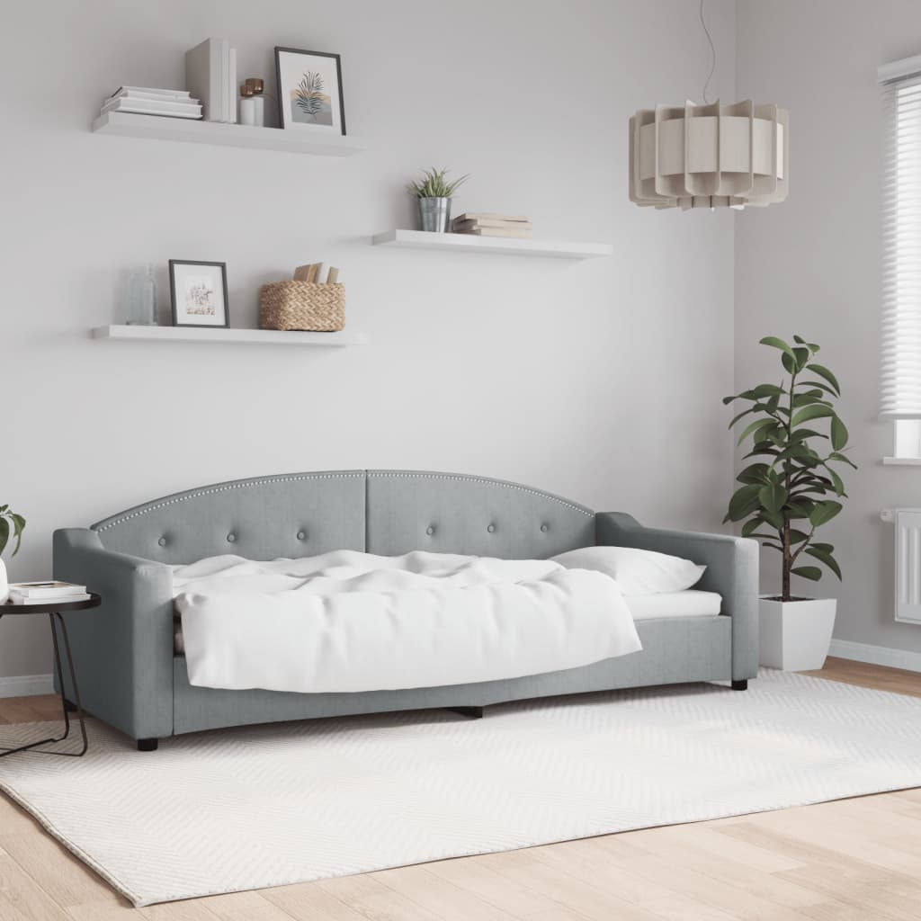 Letto da Giorno Grigio Chiaro 80x200 cm in Tessuto - homemem39