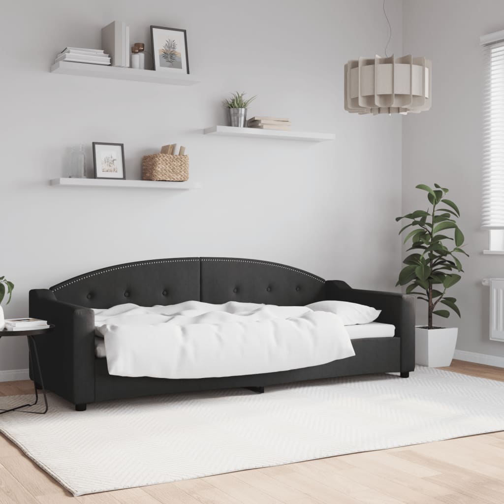 Letto da Giorno Nero 80x200 cm in Tessuto - homemem39