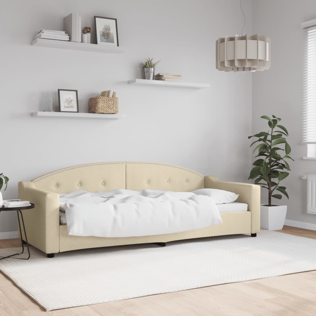 Letto da Giorno Crema 80x200 cm in Tessuto - homemem39