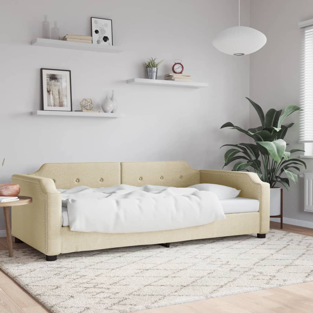 Letto da Giorno Crema 80x200 cm in Tessuto - homemem39